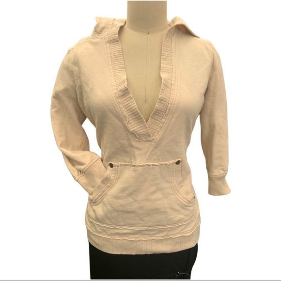 DKNY Used Sweater with Hoodie Athleisure wear Coastal Boho Warm & Cozy - Picture 2 of 3